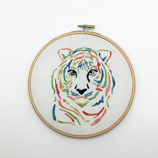 Rainbow Tiger Embroidery Fabric