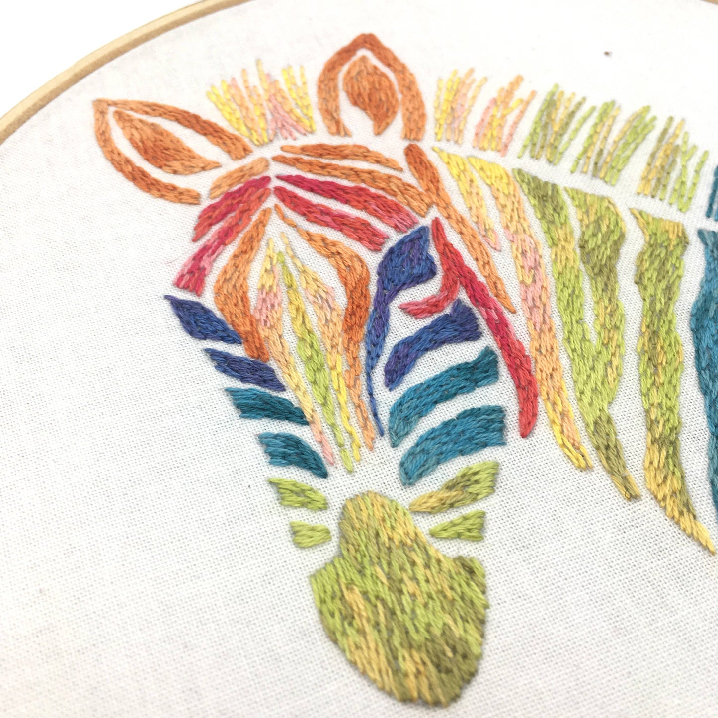 Rainbow Zebra Embroidery Fabric