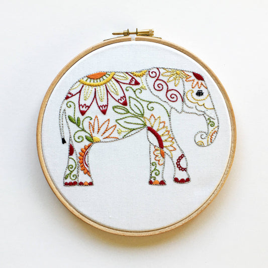 Elephant Embroidery Fabric