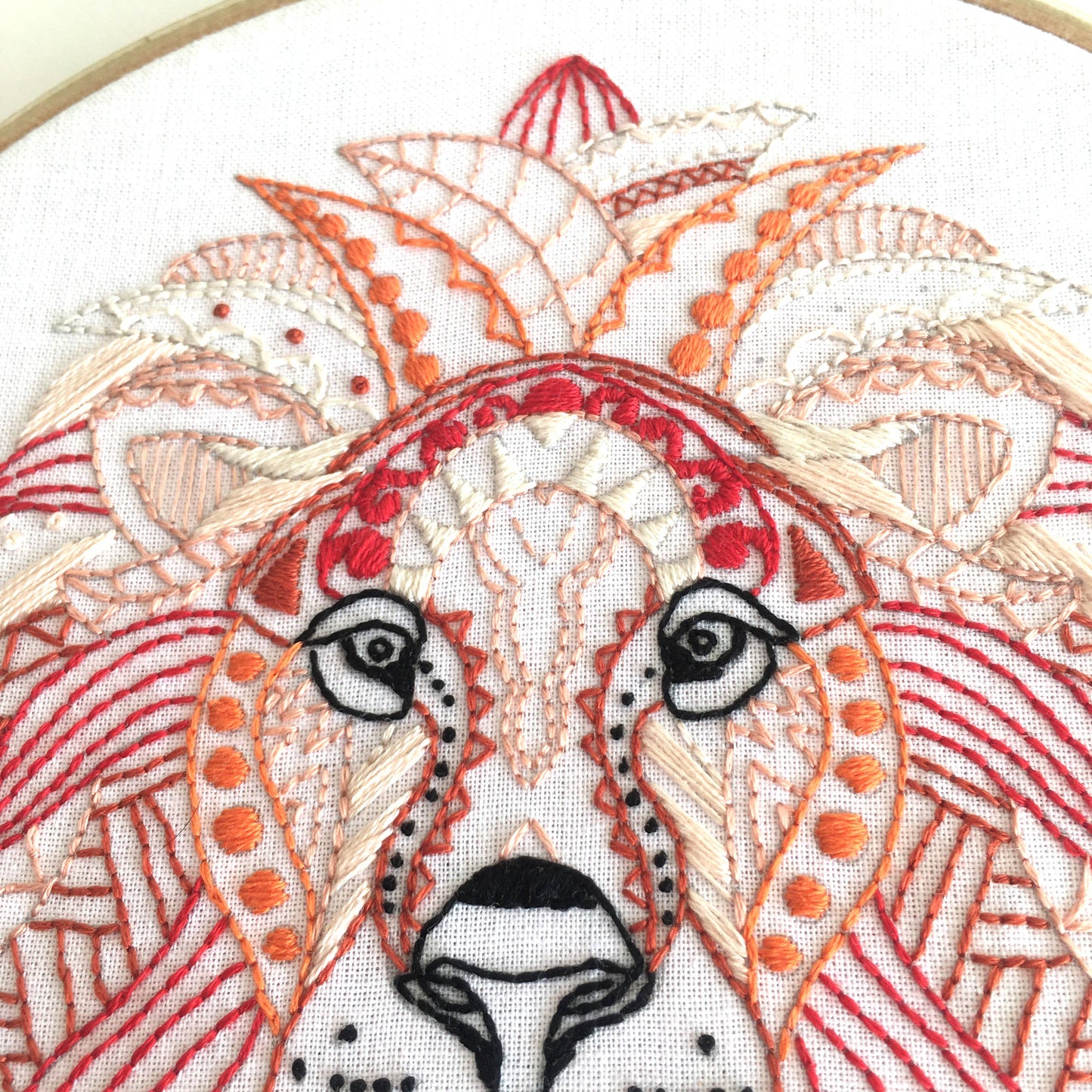 Lion's Head Embroidery Fabric