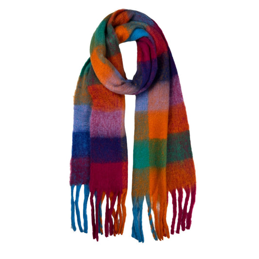 16 Colours Soft check blanket scarf finished with tassels