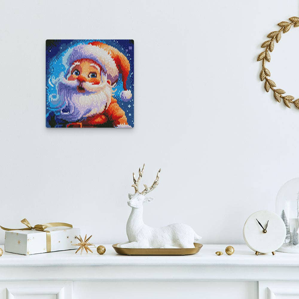 Mini Diamond Painting 25x25cm - Smiling Santa Rolled canvas