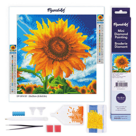 Mini Diamond Painting 25x25cm - Sun-Kissed Sunflower Rolled