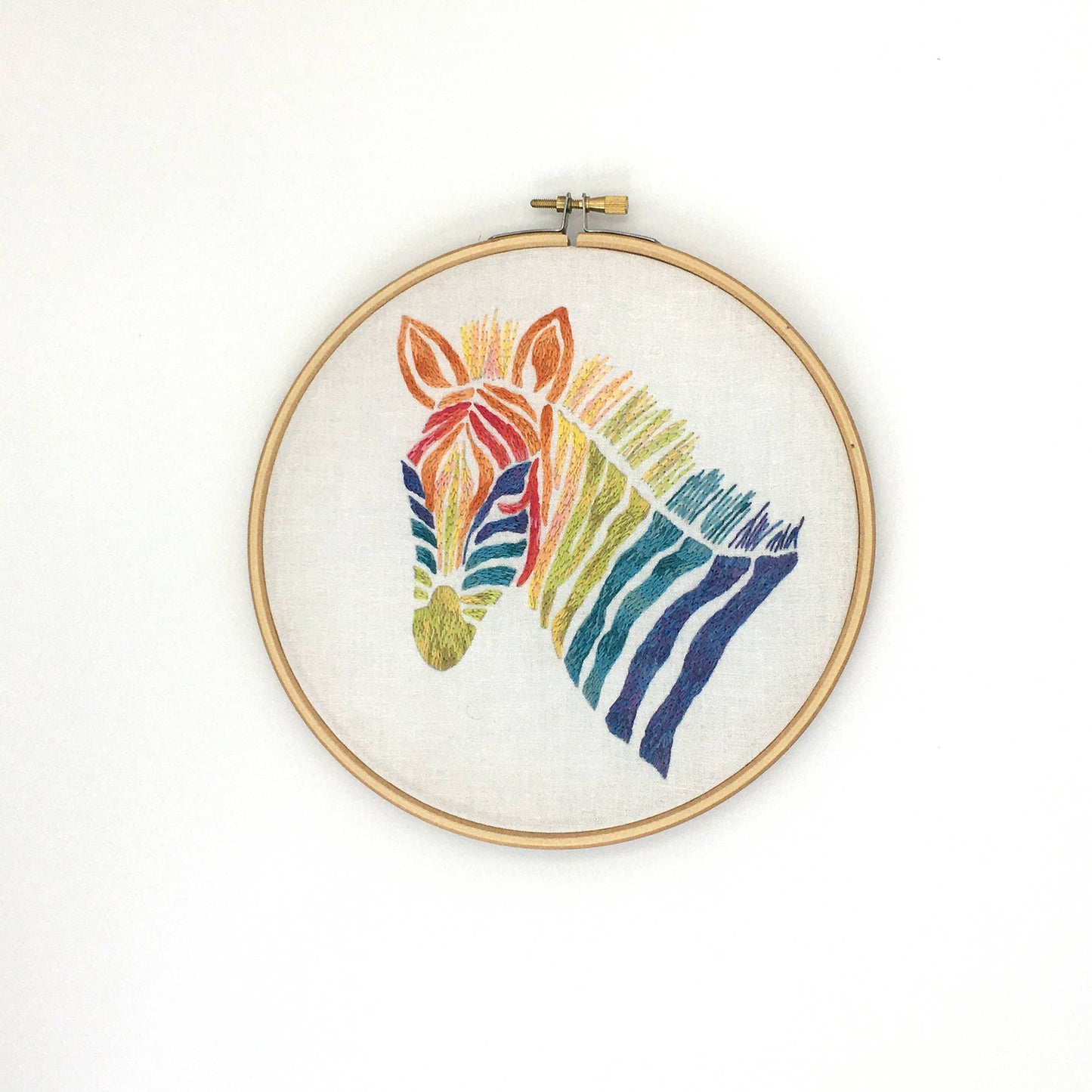 Rainbow Zebra Embroidery Fabric