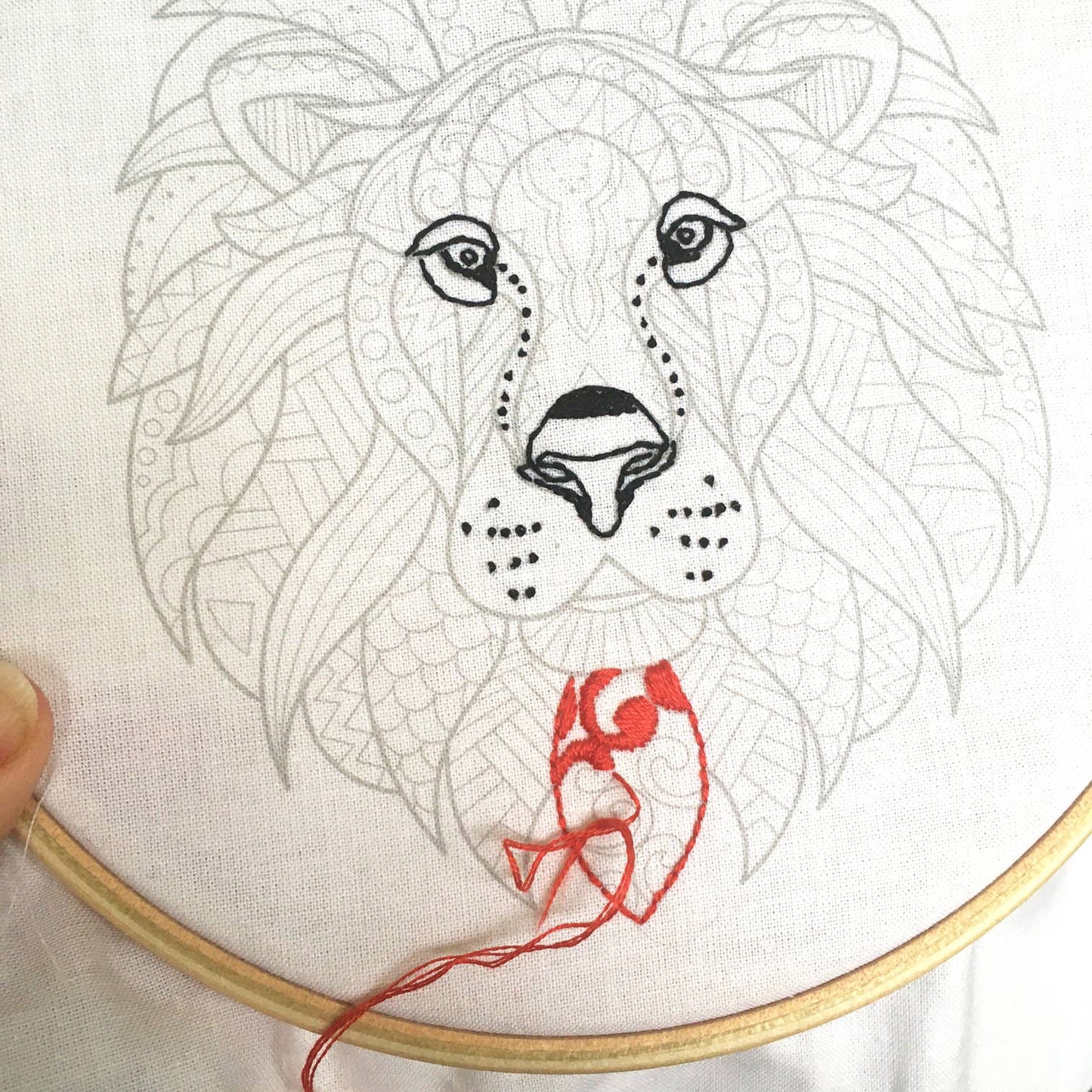 Lion's Head Embroidery Fabric