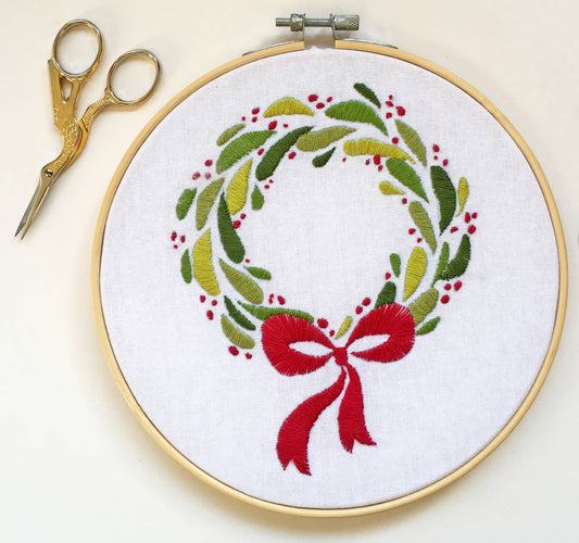 Christmas Wreath Embroidery Fabric