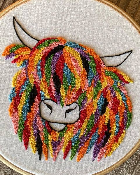 Highland Cow Embroidery Fabric