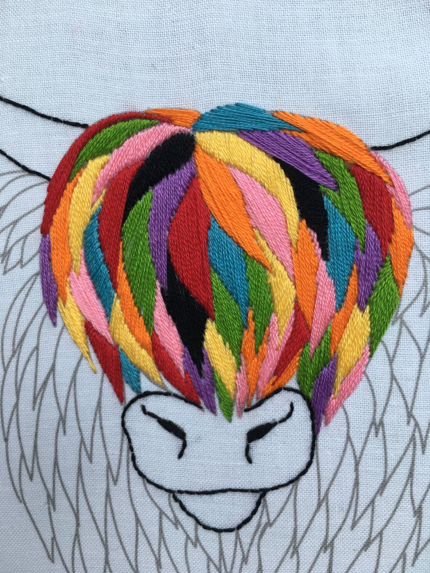 Highland Cow Embroidery Fabric