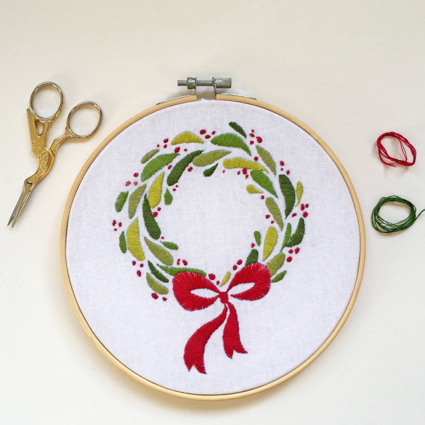 Christmas Wreath Embroidery Fabric