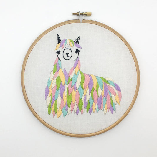 Llama Embroidery Fabric